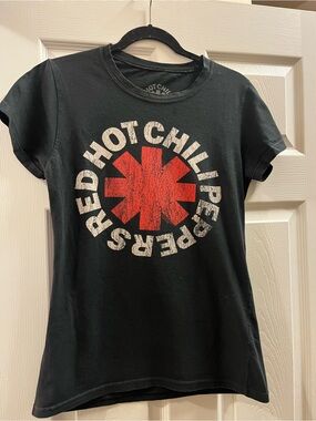 Red Hot Chili Peppers Black Graphic Tee with Red Logo